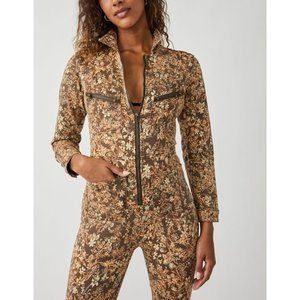 FREE PEOPLE Lennox Printed Jumpsuit / Cappuccino Combo